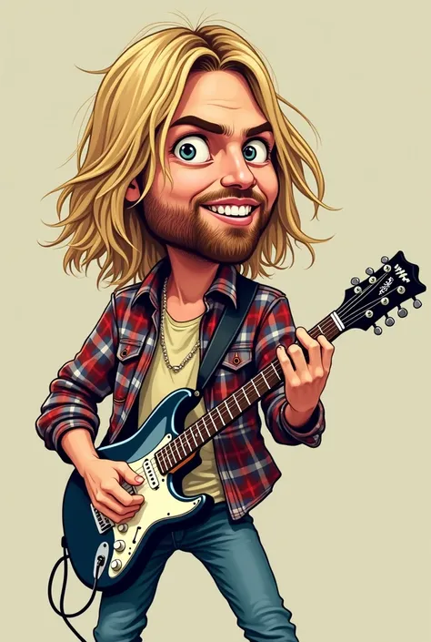 Vector Of Kurt cobain playing guitar cartoon 