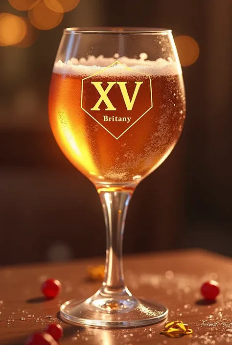 Do you think you can do something like that but a little happier and say “XV” and “Britany” considering that it is a glass that will be used for the party 