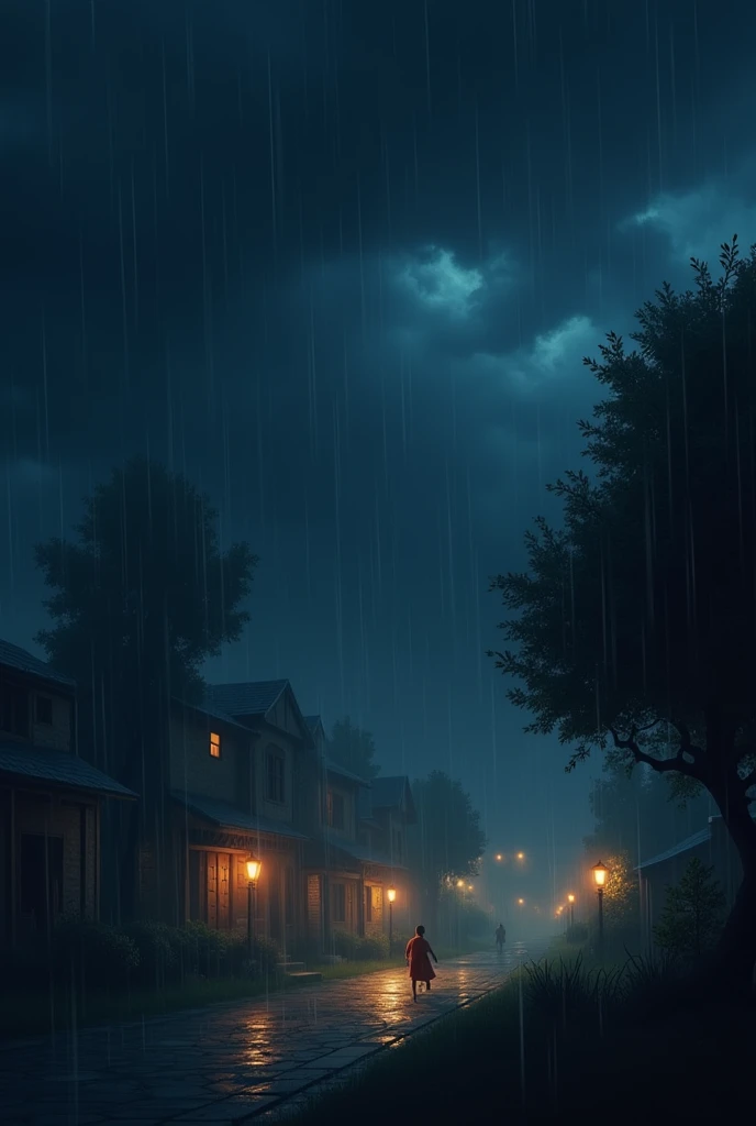 The storm clouds have gathered, and the village square is now dark and ominous.
Lumi’s light is still glowing brightly, but the strong winds are starting to blow, and the other, larger lanterns are flickering or completely out.
Raindrops are falling, and t...