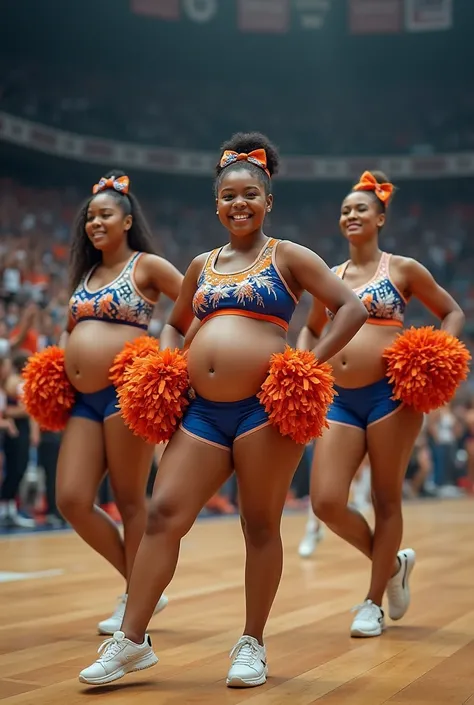 3 heavily pregnant women as cheerleaders 250 kilos