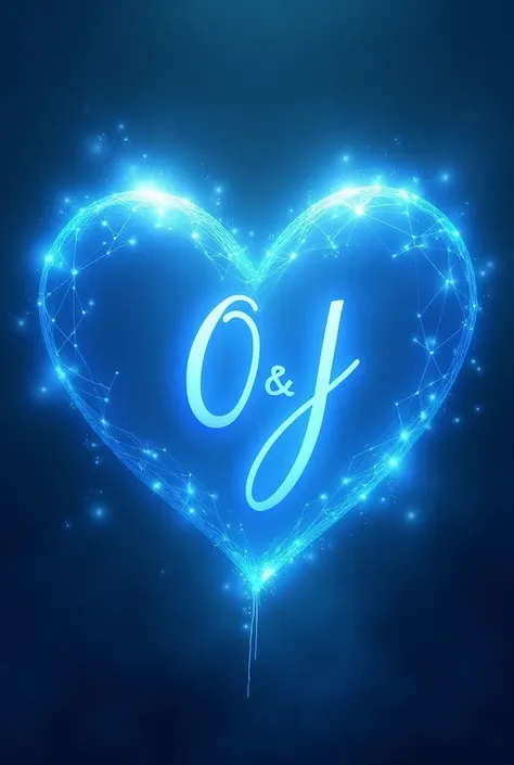 Create blue heart and inside it place the initials O & j