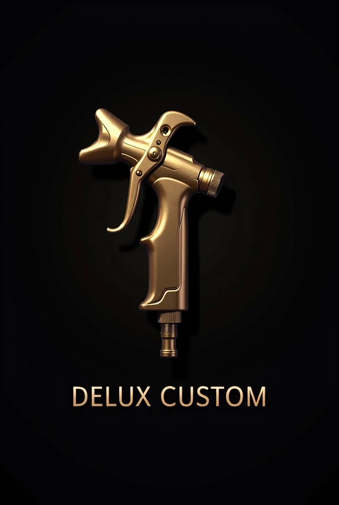 Create a logo of two spray guns with in gold and black that says below delux custom