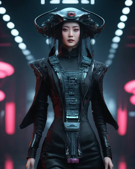   Alien Technology's Fashion Runway ,  very beautiful cyberpunk  , Inspired by Chinese Immortals and Dark Gothic 。( best quality ,4K,8k, high resolution,Masterpiece:1.2), ( realistic, photorealistic, photorealisticな:1.37).