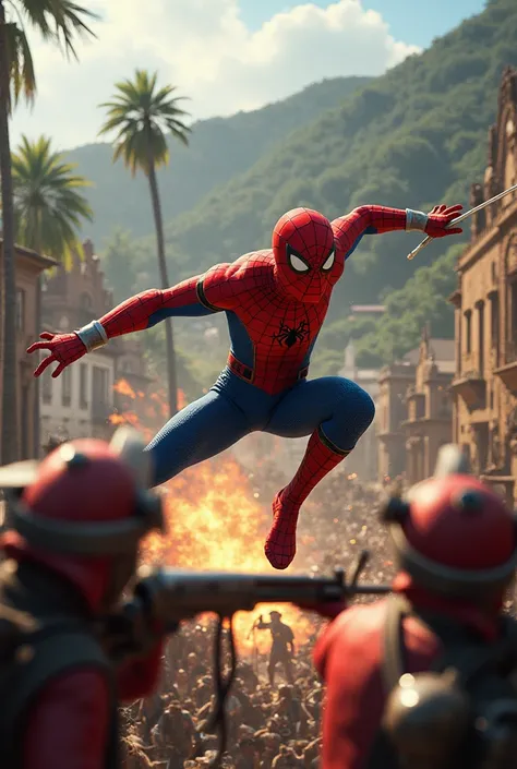 Spiderman fights against the Spanish in Puerto Rico in the 16th century 