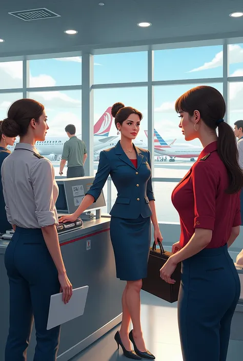 Women work at the airline