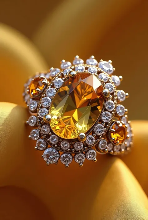  yellow sapphire and diamond ring,   yellow sapphire and diamond ring close-up  ,  Shutterstock , Baroque, Topaz, yellow gemstone, Oval,  digital rendering by Joe Bowler with sparkling gemstones on ,  Aerial View,  top view ,  amber,  Trendsetter , Zerk, p...