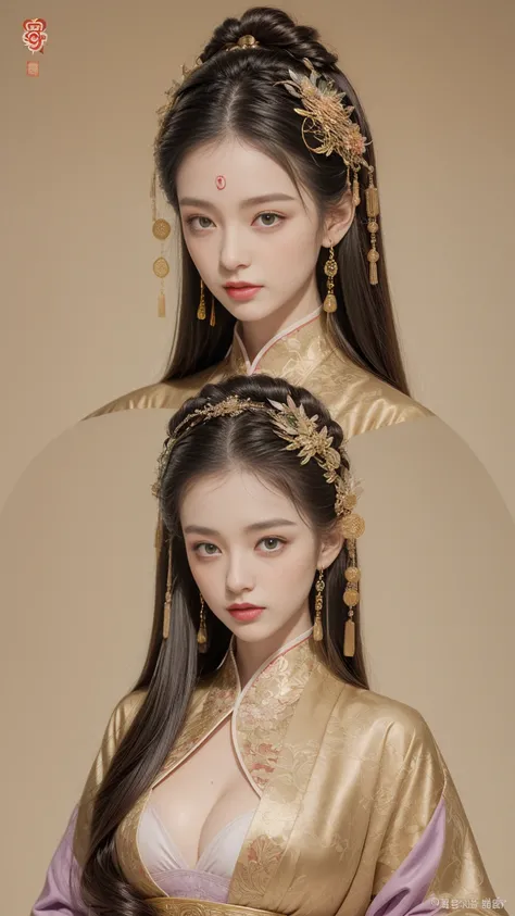  Elegant Woman , Chinese Elegant Goddess ，Four beauties，Daji，Fairy Charming , Confident pride ， Chinese Noble Female Hairpin ， (  Nine Heads Perfect Curved Body     :1.4), [full length,      Bright eyes   , bright and shiny，     Perfect Face    ,      Doub...