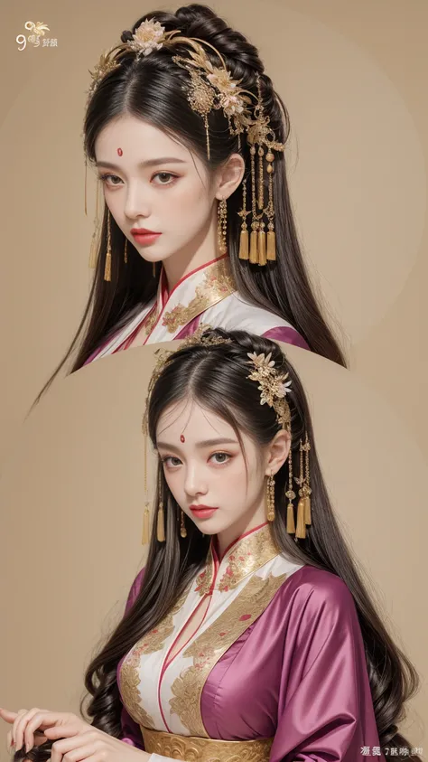  Elegant Woman , Chinese Elegant Goddess ，Four beauties，Daji，Fairy Charming , Confident pride ， Chinese Noble Female Hairpin ， (  Nine Heads Perfect Curved Body     :1.4), [full length,      Bright eyes   , bright and shiny，     Perfect Face    ,      Doub...