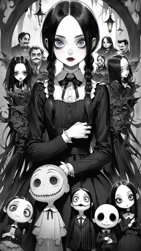 Tim Burton style 、Wednesday Adams （The Addams Family）、