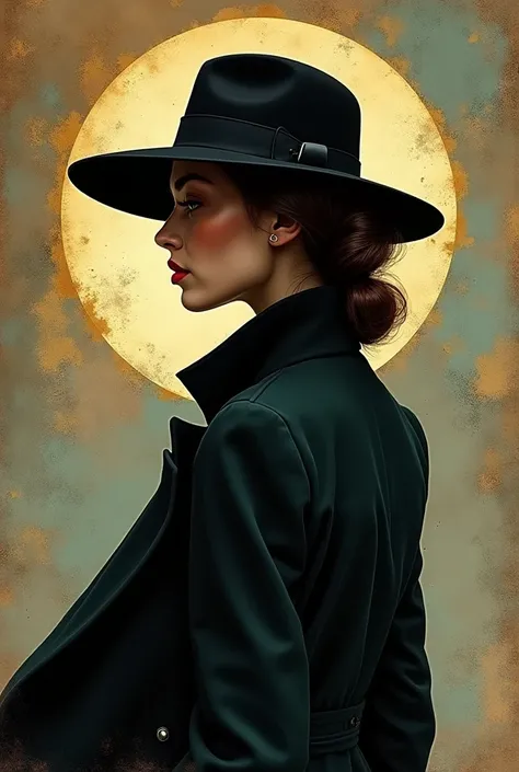 I want a book cover that tells the story of a writer who is also a spy for a secret organization the book is called a soul and two worlds and the writer is called Lud Pimentel the cover has to be a woman preferably with a hat that looks elegant 