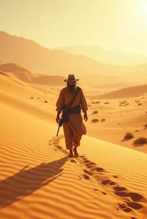 One day a man was walking on the desert sand