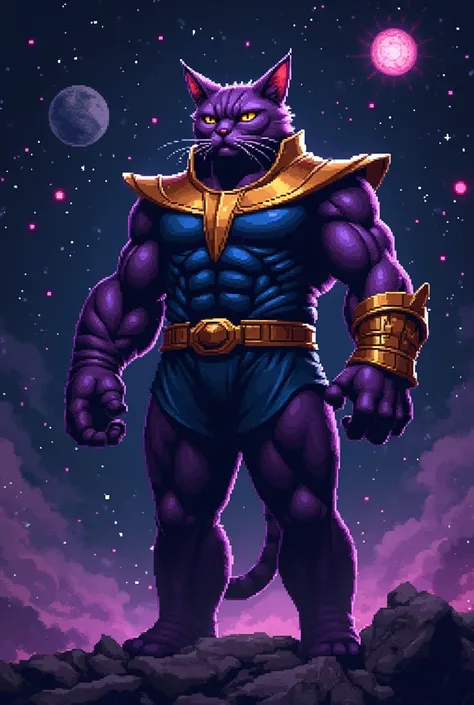 cat version Thanos without glove whole body Marvel version pixel