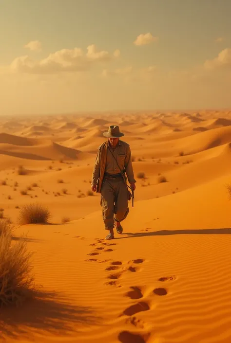 One day a man was walking on the desert sand