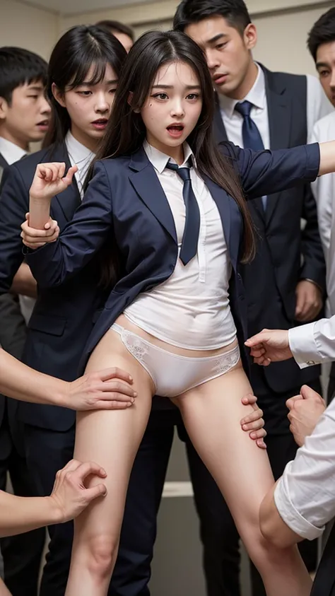 Young female students forced to participate in a furious group undressing game by horny male students , Female students who are suddenly taken off their school uniforms in front of viewers by male students and are stunned by their embarrassing underwear be...