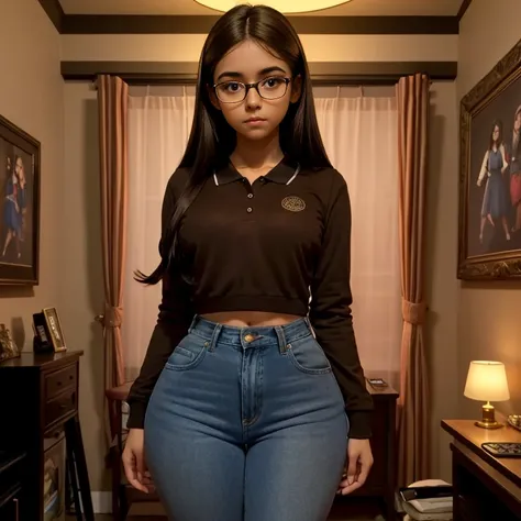 90s dark vintage film style, A timid petite cute skinny Mexican nerdy emo , long straight thick brown hair, beautiful detailed brown eyes, cutely detailed lips, cute highly detailed eyes and face, round shape face, small breasts, pearshaped hips, thin thig...