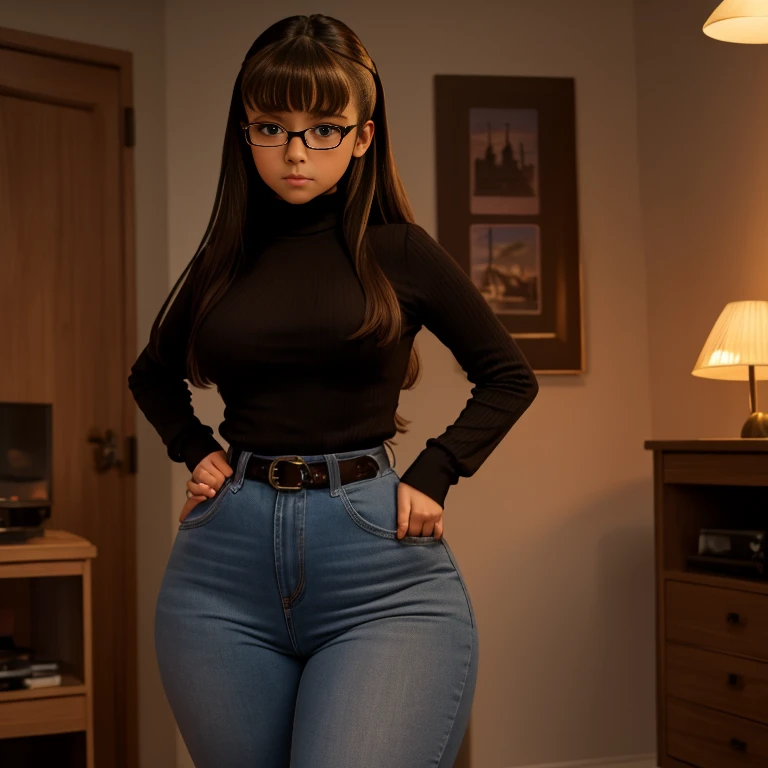 90s vintage film style, A timid petite cute skinny Mexican nerdy emo , long straight thick brown hair, beautiful detailed brown eyes, cutely detailed lips, cute highly detailed eyes and face, round shape face, small breasts, fat pearshaped hips, thin thigh...