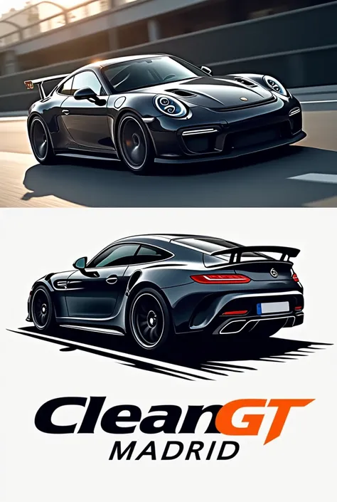 Create a logo for a comprehensive sports vehicle cleaning company called CleanGT Madrid