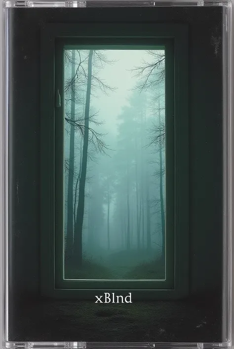  Cassette cover with a window at the top  ( from the center of the cassette upwards ) and the word " room"  in the lower right corner of the cover .  Below the window is written the word  "xBlnd ". 
 On the other side of the window you can see a forest wit...