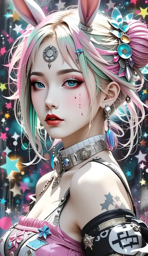 Japanese girl, (anime), manga, sexy, One Full Growth in Latex,  sparkles, Pink Green Hair, posing, ((Glitter Dust)), dynamic shadows, masterpiece, bright colors, Shimmers, clear details, beautiful appearance, Wide Format Image, score_9, score_8_up,score_7_...