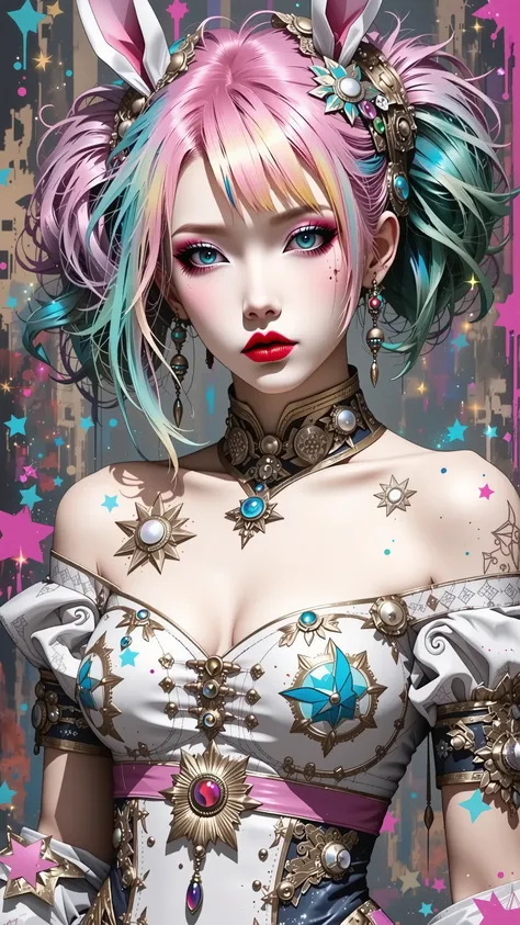 Japanese girl, (anime), manga, sexy, One Full Growth in Latex,  sparkles, Pink Green Hair, posing, ((Glitter Dust)), dynamic shadows, masterpiece, bright colors, Shimmers, clear details, beautiful appearance, Wide Format Image, score_9, score_8_up,score_7_...