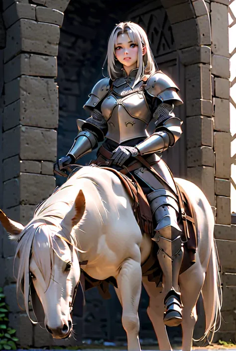  high resolution,  anatomically correct,Female Centaur ,Armor,armor,Reims,
  Medieval European Fantasy,