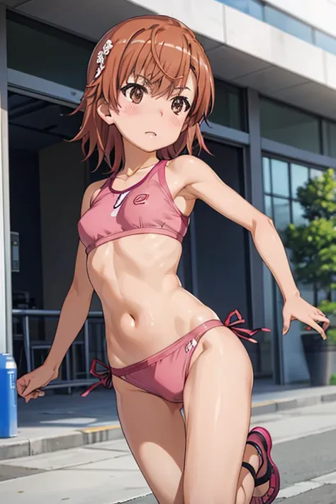 Mikoto misaka.、A Certain Scientific Railgun、girl、Small breasts、whole body,blush,best quality,sports bikini