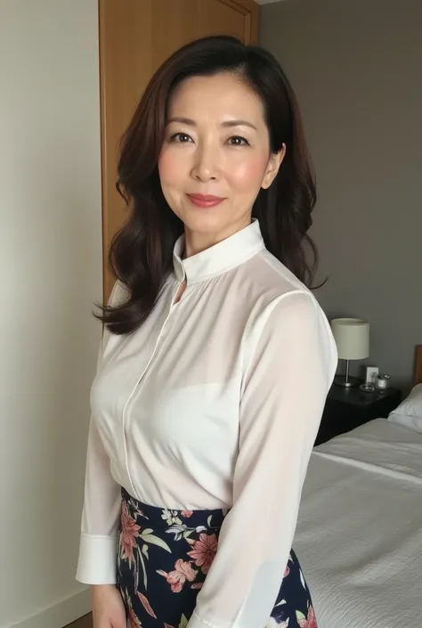   Mature Women 、   Japanese  、48 years old (Mature Beauty: 1.5)、 kind,  captivating smile  、( nasolabial folds :1.4)、   Natural Aging   、Warm Eyes 、 Soft  , Natural Wrinkles, Beautiful Skin  (1.4)、 highly detailed   (1.4)、Unmatched Beauty live venue with b...