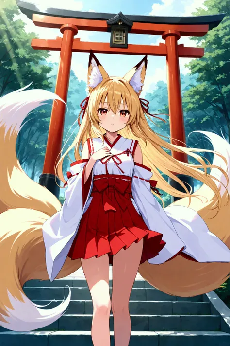 torii　Shrine maiden　Nine-Tailed Fox