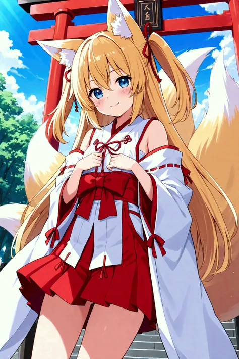 torii　Shrine maiden　Nine-Tailed Fox