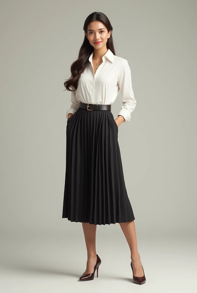 Oxford tie skirt female hair bod standing body 