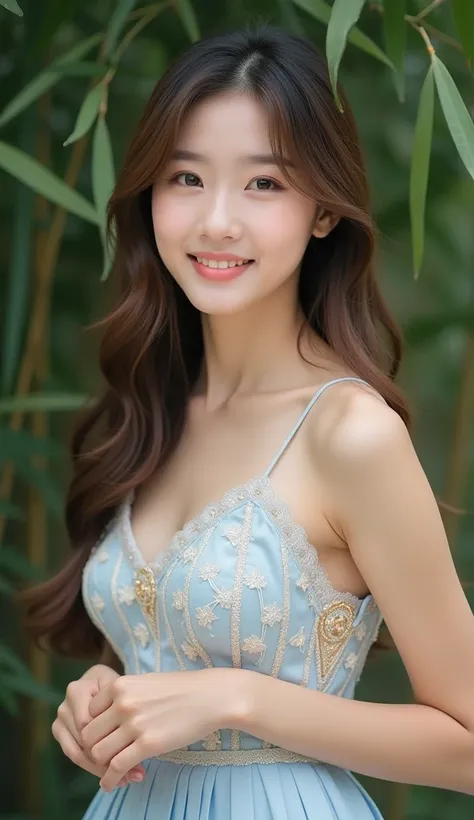 (  Super Cute Young Face  :1.1),(  Sparkling Clear Glamorous Eyes  :1.1), (Faces of Korean Idols:1.1),Super real,Surreal,  Very Beautiful Cute Girl  ,(Baby Face:1.2),(18 years old:1.2), Delicate, smooth and soft, long brown straight hair, fair skin,(Happy ...