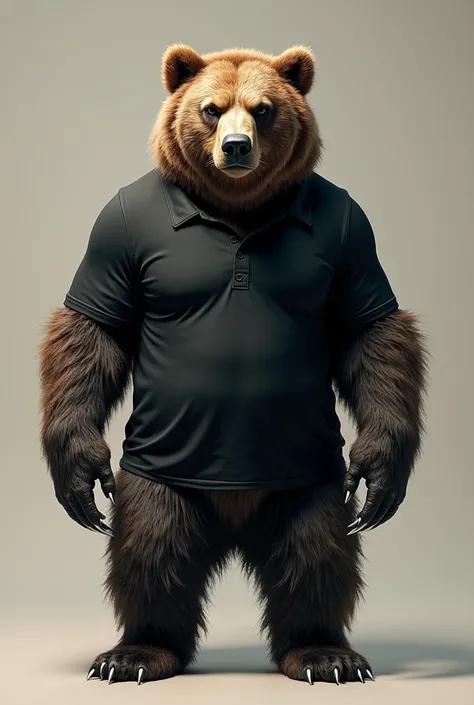 A realistic bear with his black punk polo  