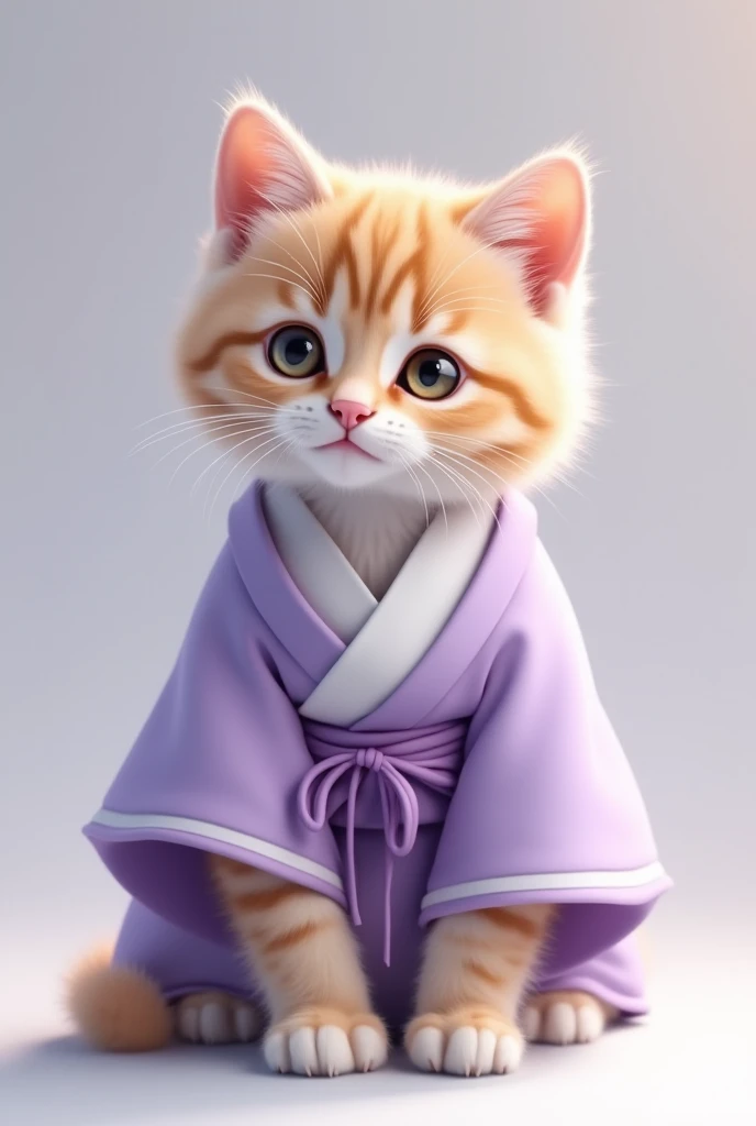 Real kitten。
Kitten、I'm wearing a light purple hakama。
Real Cat。 no background。