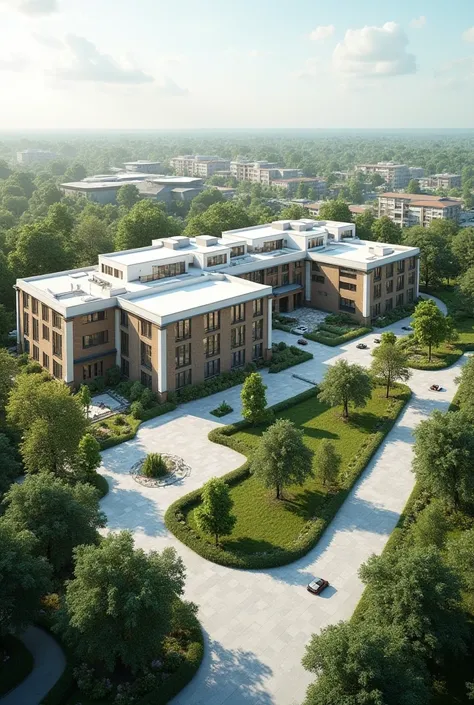 A nursing home with 500 units for each elderly person with a semi-green space and beautiful views