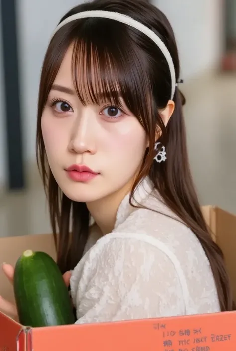  One Girl, (Beautiful girl holding a cucumber,  delicate girl:1.3), (:1.3),
break, ( Off Shoulder , Cat ears, cat pose:1.2),
break, (Outdoors, alley:1.3), (Inside a cardboard box:1.3),
break, (  Looking Down from Above :1.2),
break,  very pretty eyes, ( sy...