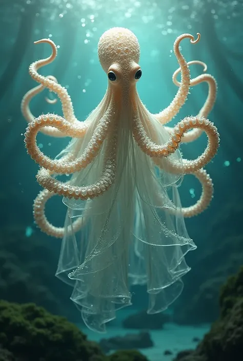 Make me an octopus in a glass dress