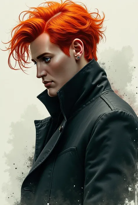 This man , a gloomy guy with red hair  ,  with oil paint or watercolor . Feels like he's alive with some interesting detail 