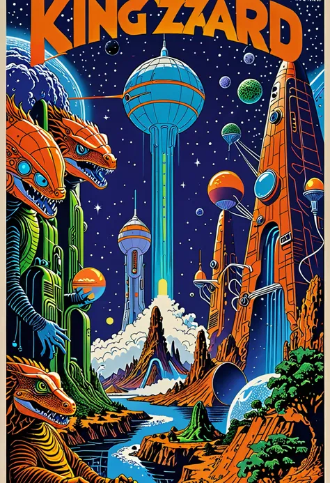 king gizzard and the lizard wizzard poster band (retro futuristic) (High detaild) (magic, space)