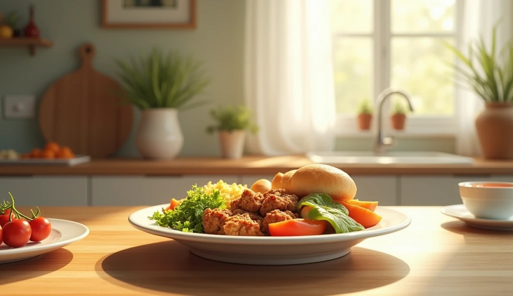 A covered plate of food on a table, emphasizing hygiene and care.