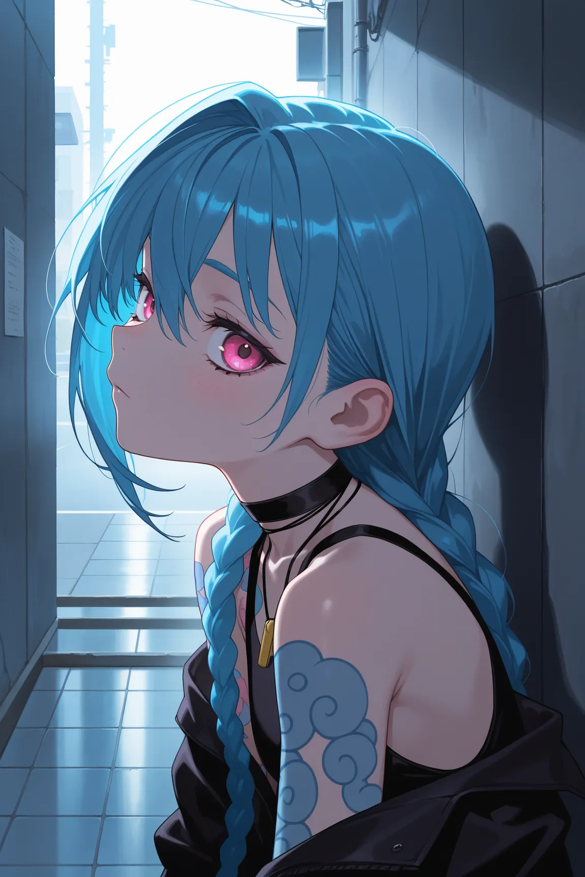 masterpiece, best quality, amazing quality, very aesthetic, high resolution, newest, hyper-detailed, anime, 1girl, jinx