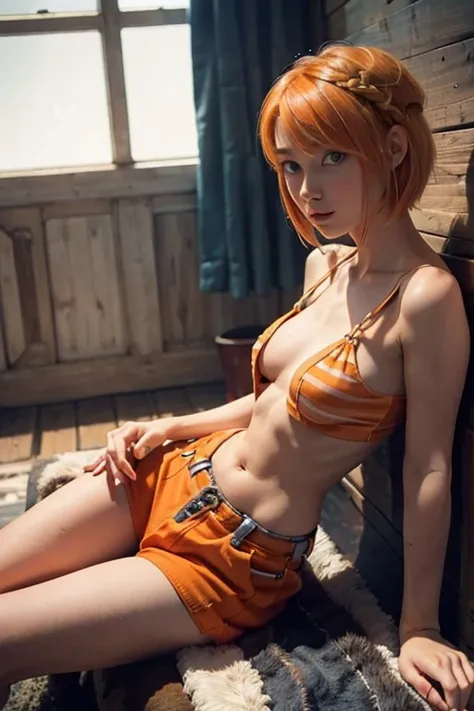 Astrid, desnuda,  short hair,  orange hair ,  slim body,  small bust,  pretty legs,