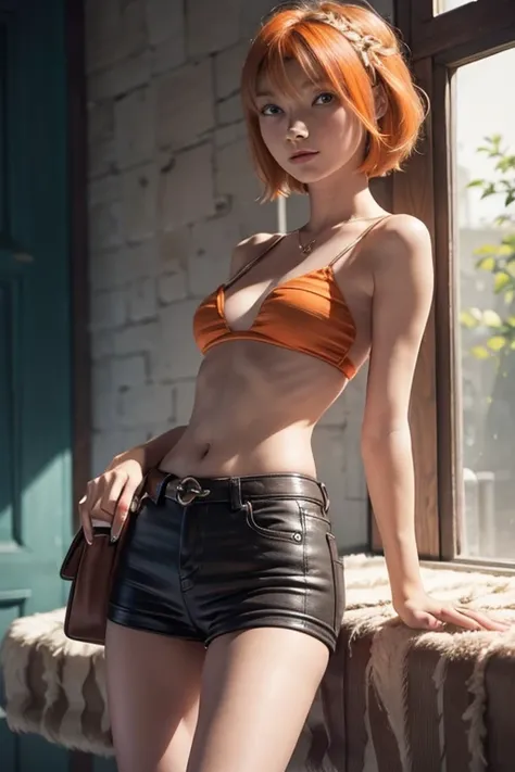 Astrid, desnuda,  short hair,  orange hair ,  slim body,  small bust,  pretty legs,