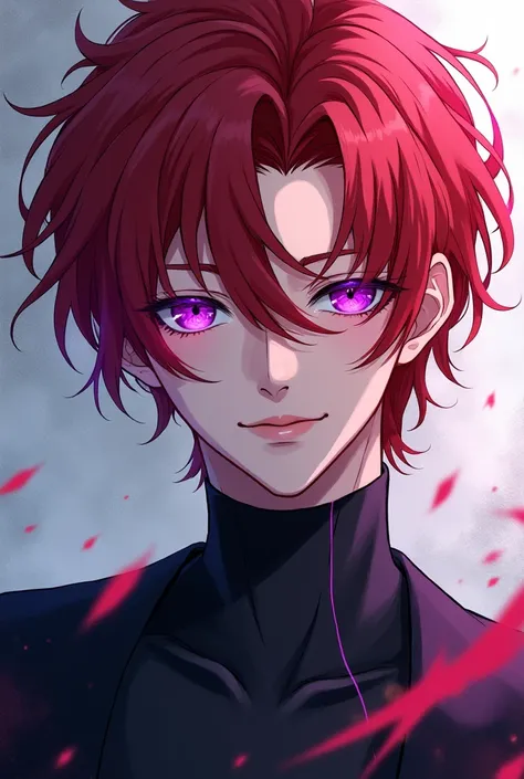 Red-haired man, purple eyes, anime