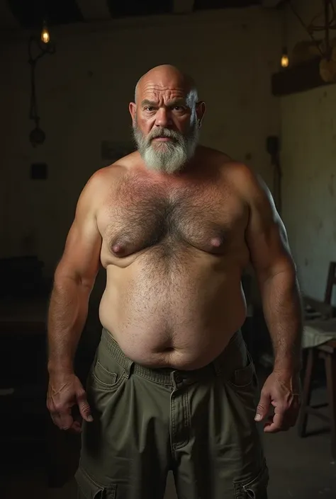 maduro,     Ugly and rustic man,   looking at the camera. ,     rustic and mature white man   , high, high, sturdy and bald     ,    big belly  , hairy belly,     muscle scar on your body        , barba loira ,  dirty body   ,angry look,      very large an...