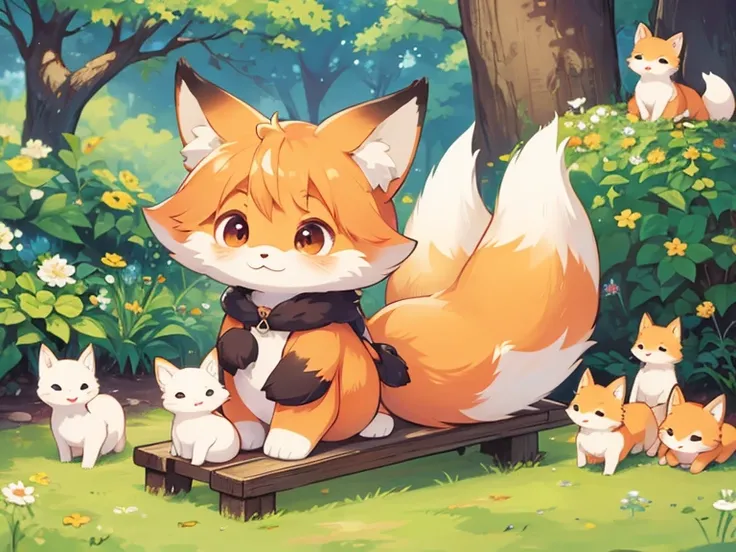 The journey of cute animals,  little character ,cute little fox 、