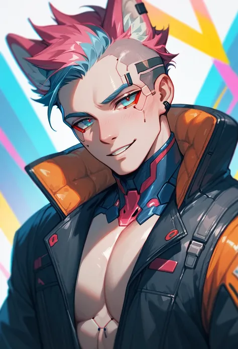 score_9, score_8_up, score_7_up, source_furry, perfect eyes, Fairy cyberpunk male