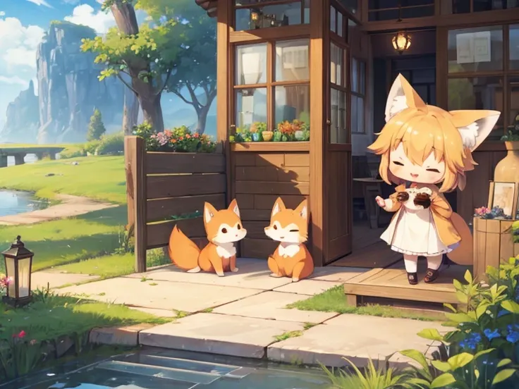 The journey of cute animals,  little character ,cute little fox 、