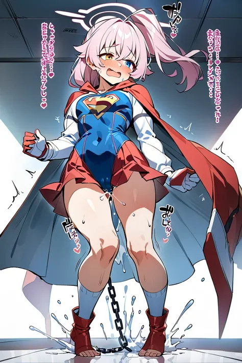 ( full body), (Masterpiece:1.2), (Highest_quality:1.2), ( narrower _  Details:1.3), 8k,  low angle，from below，  1 girl，Alone，大きなButtの女の子,  red over the knee long boots ，Wears a spacesuit with a cape ，(  supergirl),  blue leotard ， red mini skirt ， red cloa...