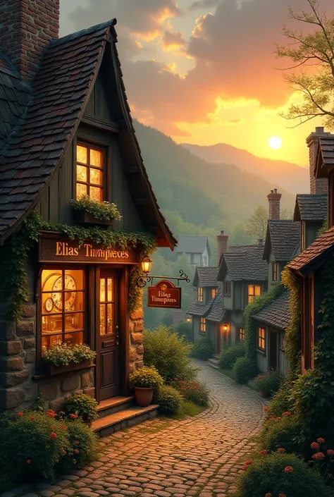 The Town and the Clockmaker’s Shop

Visual Description: A picturesque, small town nestled in a lush green valley. Cobblestone streets, charming houses with chimneys, and a golden sunset.

Focus: A cozy, antique clockmaker’s shop with a wooden sign that rea...