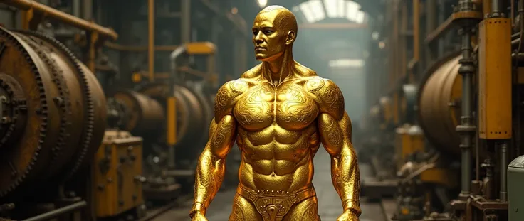 Factory worker with golden body